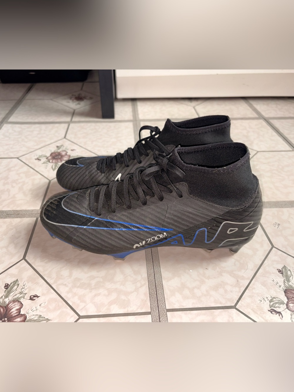 Nike Air Zoom Mercurial Youth Soccer Cleats Black/Blue US Size 7.5